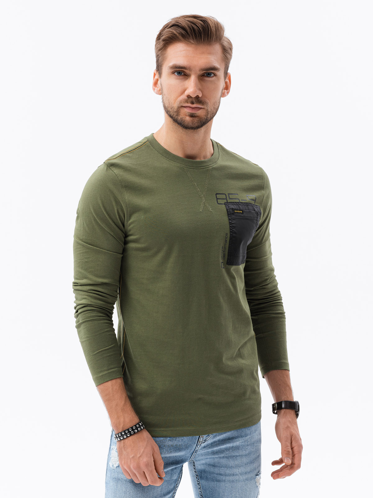 Ombre Clothing meeste pikkade varrukatega särk rinnataskuga - Image 1