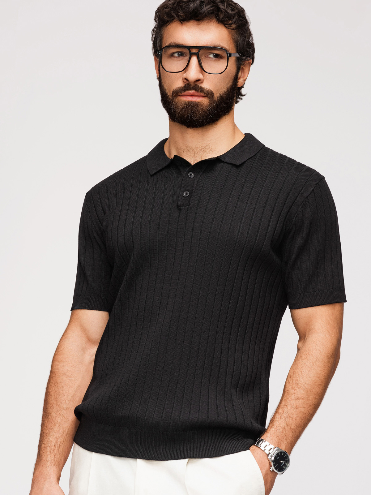 Meeste vertikaalse soonikkoega polosärk Ombre Clothing - Image 1