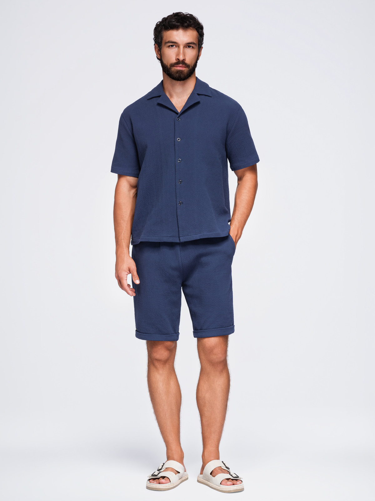 Meeste lühikesed püksid tekstuursest puuvillast Ombre Clothing - Image 2