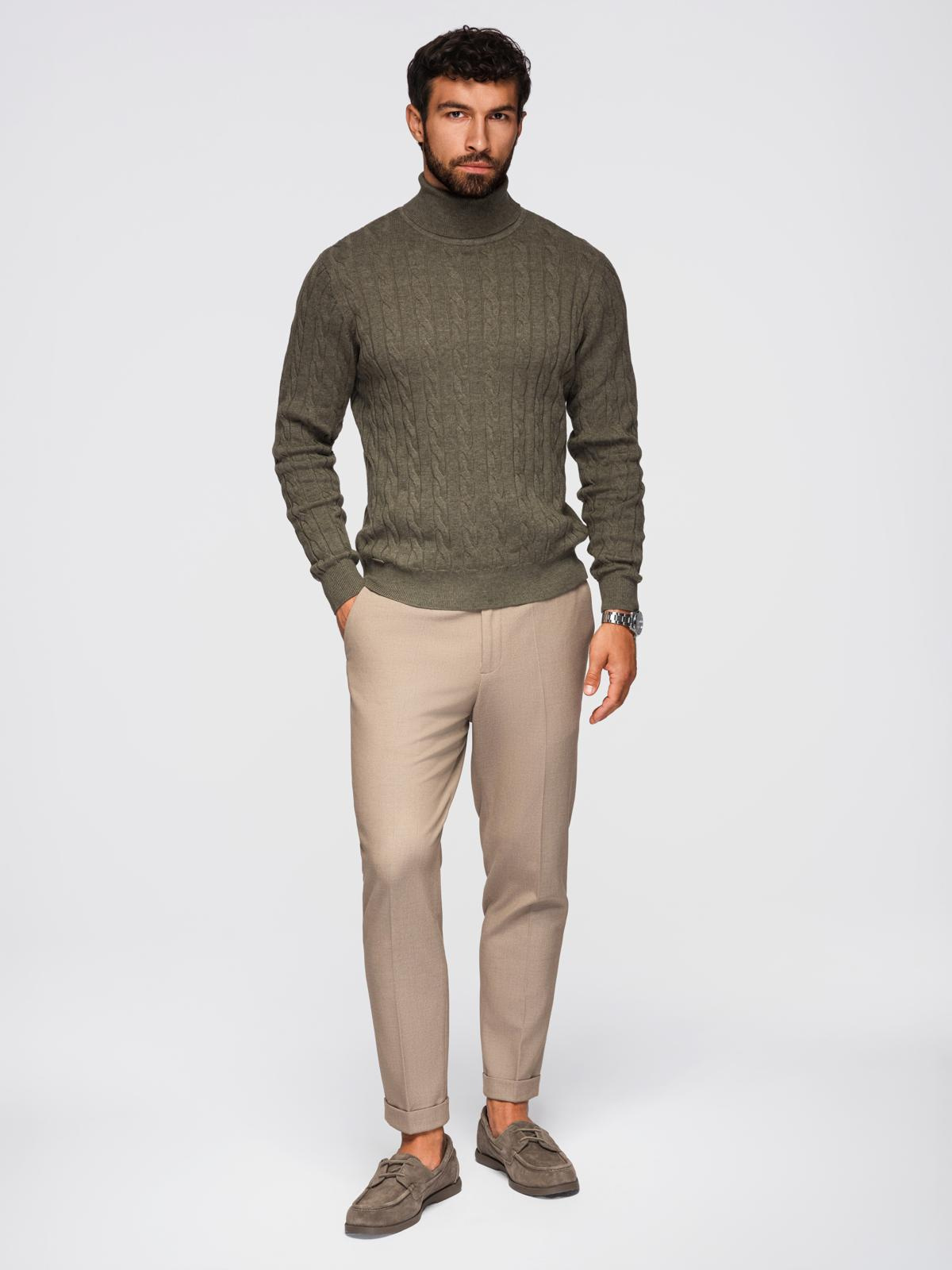 Meeste palmikkoes kootud rullkaelusega kampsun Ombre Clothing - Image 3