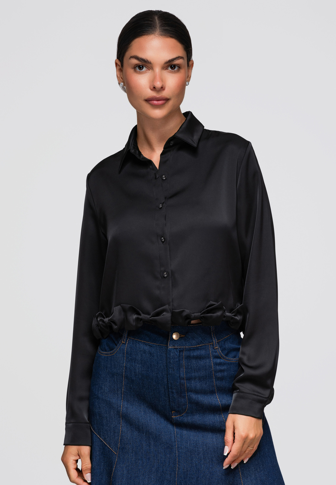 Lühike naiste triiksärk lipsukestega Ombre Clothing - Image 15