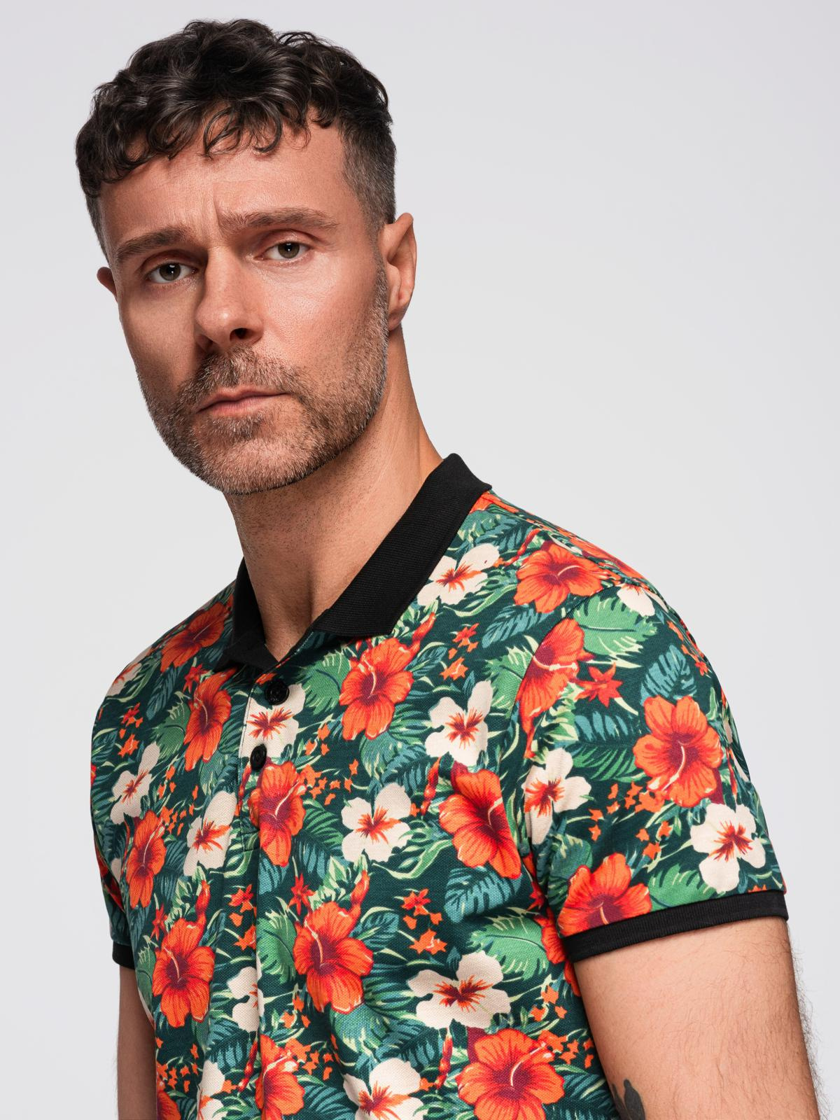 Meeste lillemustriga polosärk Ombre Clothing - Image 12
