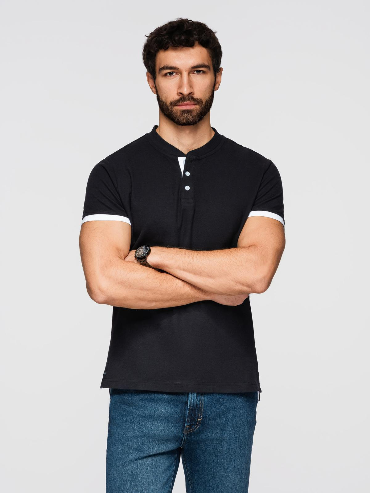 Meeste püstkrae ja nööpidega polosärk Ombre Clothing - Image 182