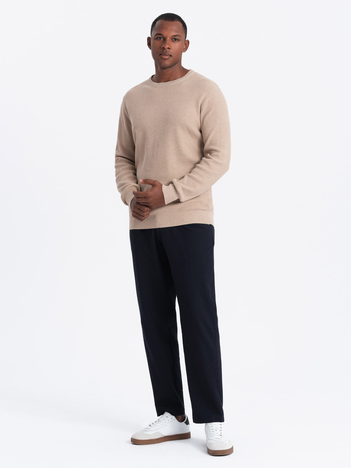 Ombre Clothing meeste kootud kampsun ümara kaelusega - Image 12