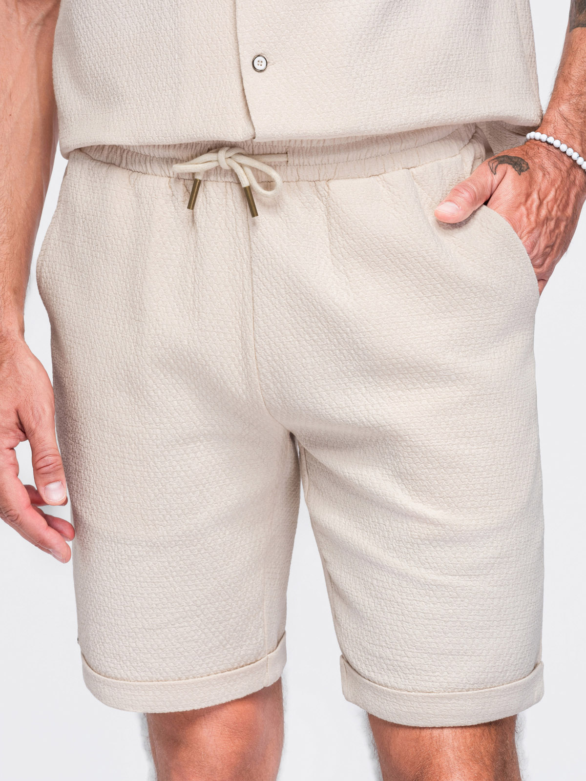Meeste lühikesed püksid tekstuursest puuvillast Ombre Clothing - Image 11