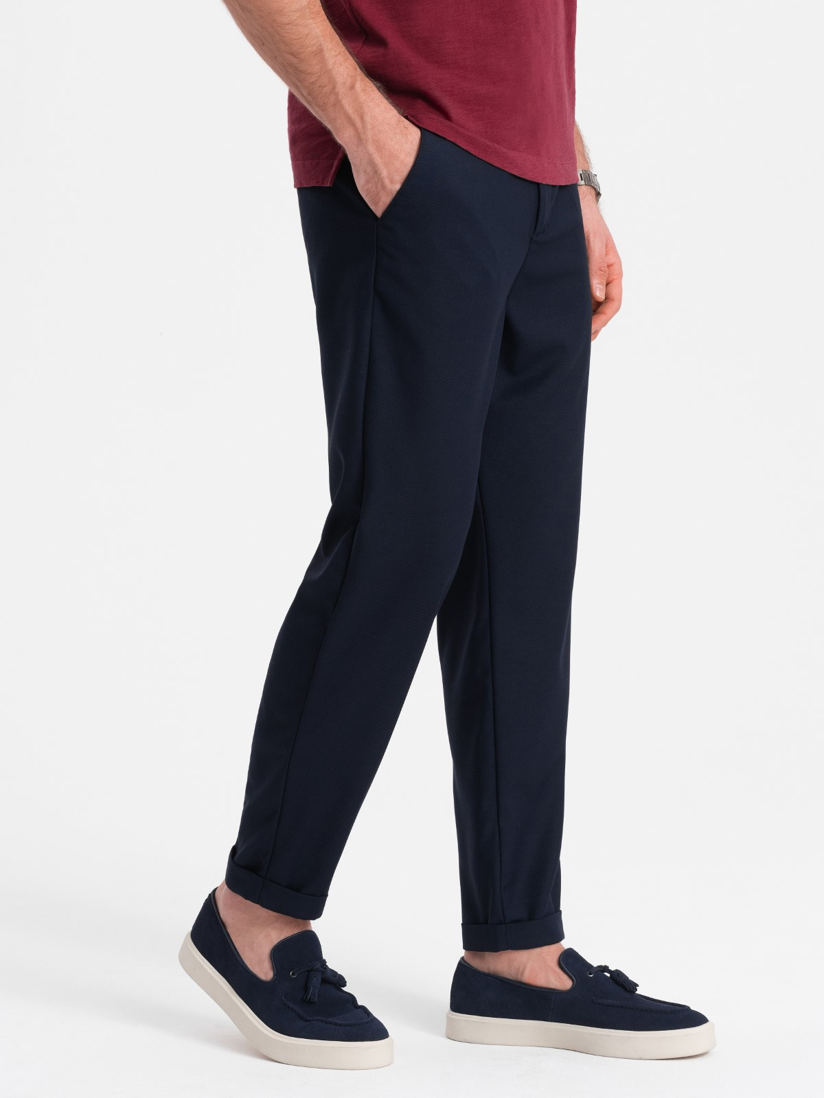 Elastse vöökohaga meeste chino-püksid Ombre Clothing - Image 20