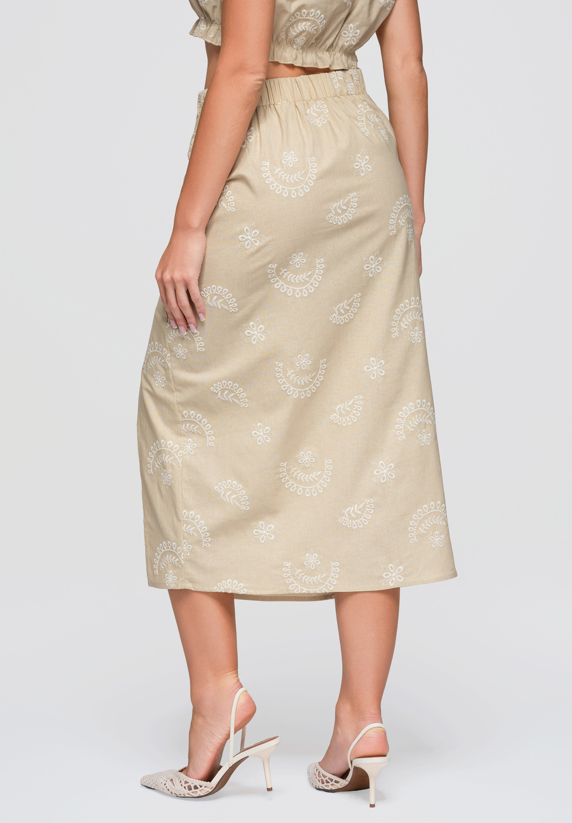 Naiste puuvillane midi-seelik tikandite ja lõhikuga Ombre Clothing - Image 8