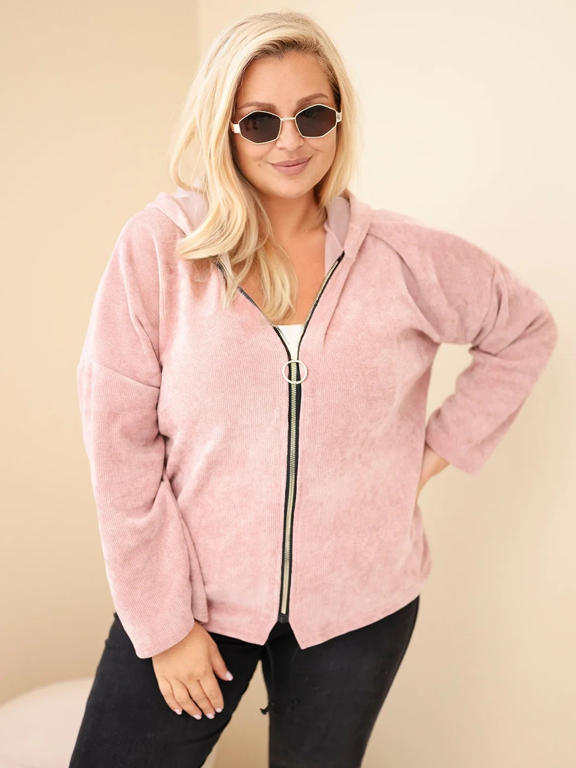 Naiste sametine lukuga kapuutsiga pusa Kesi Plus Size - Image 60