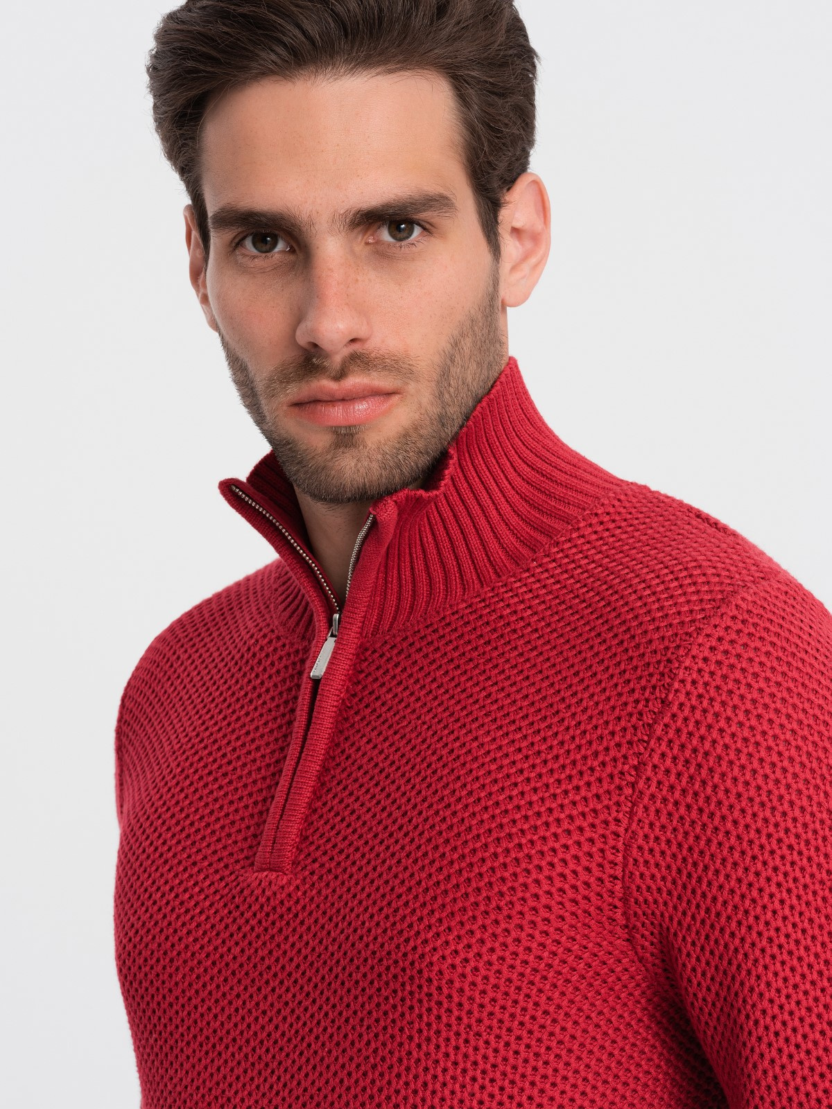 Meeste kootud kampsun püstkrae ja tõmblukuga Ombre Clothing - Image 9