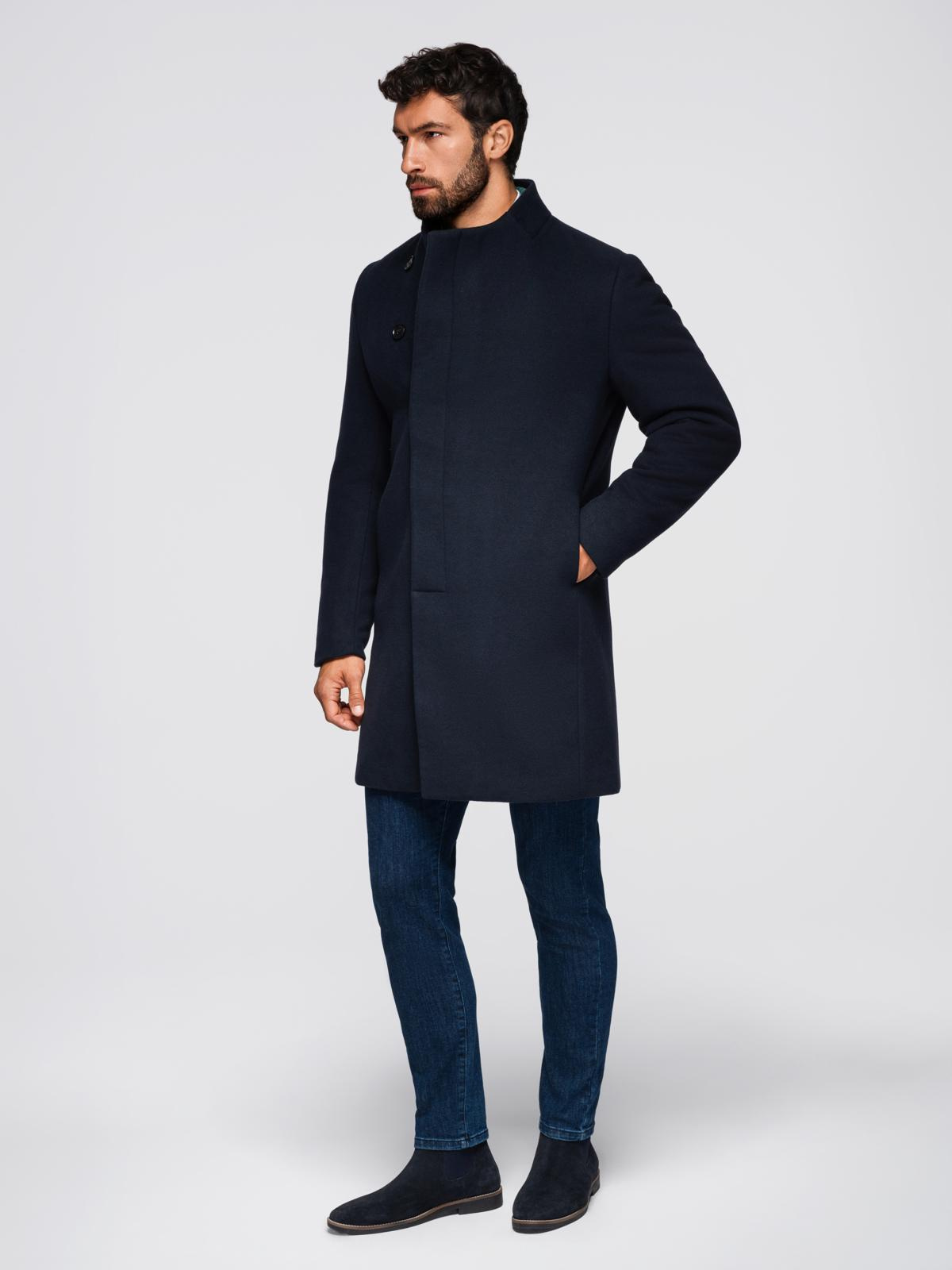 Ombre Clothing meeste poolpikk mantel püstkrae ja nööpidega - Image 23