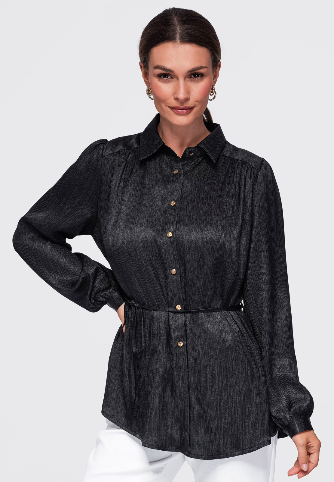 Pikema lõikega naiste särkpluus vööga Ombre Clothing - Image 5