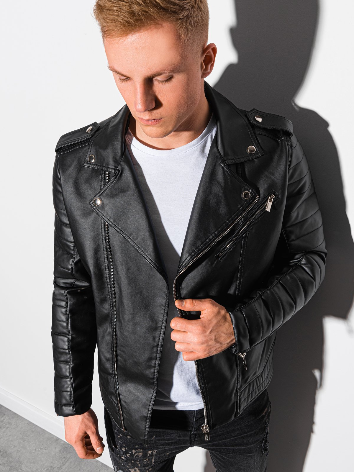 Meeste biker-stiilis jakk Ombre Clothing - Image 3