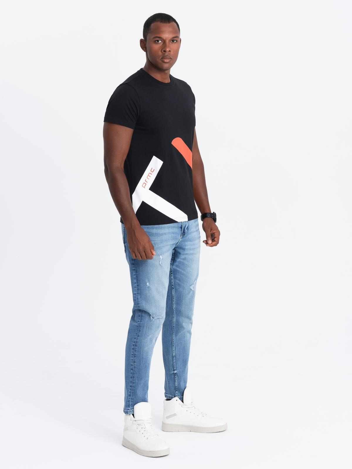Meeste puuvillane T-särk kontrastse geomeetrilise trükiga Ombre Clothing - Image 2
