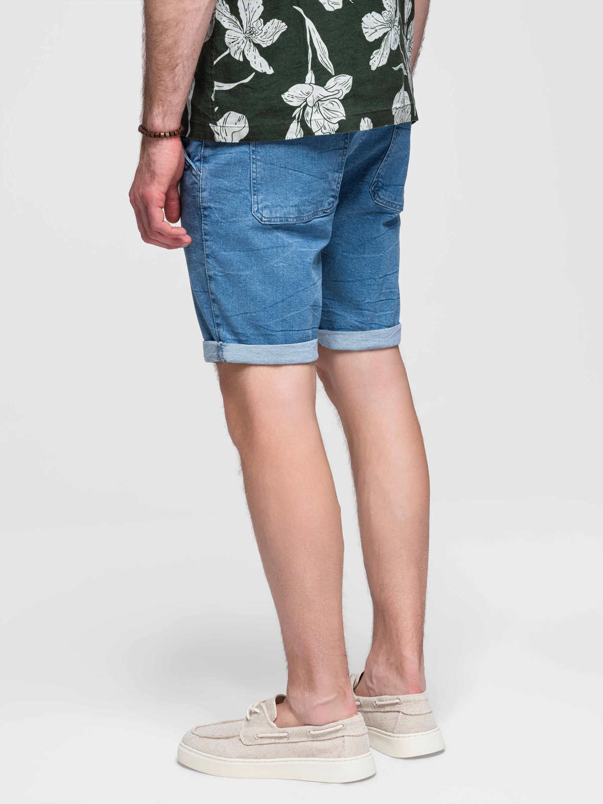 Ombre Clothing meeste teksalühikesed püksid nöörvööga - Image 6