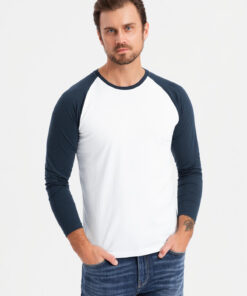 Meeste pikkade raglaanvarrukatega T-särk Ombre Clothing