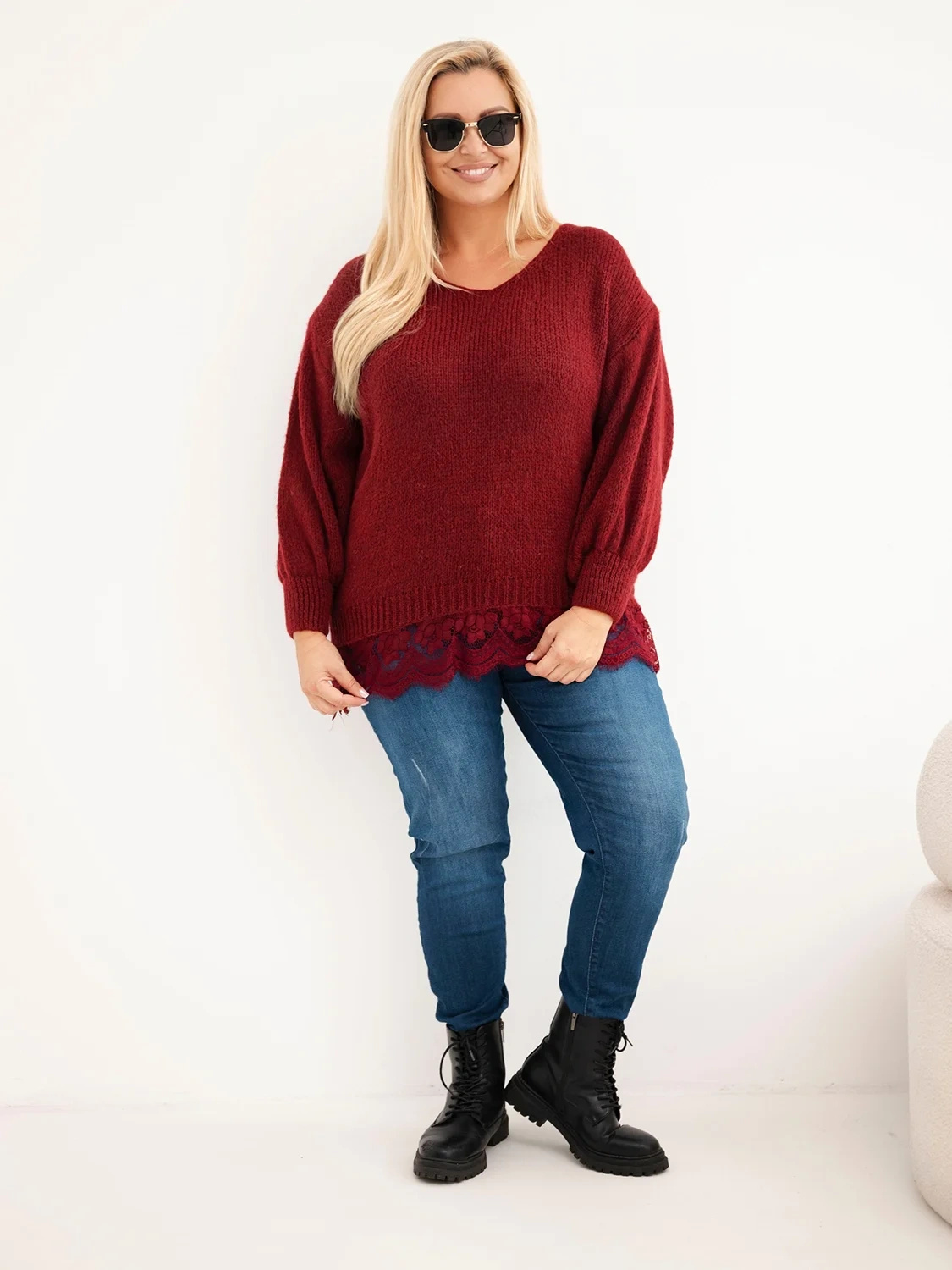 Naiste plus-size kampsun pitsäärega - Image 3
