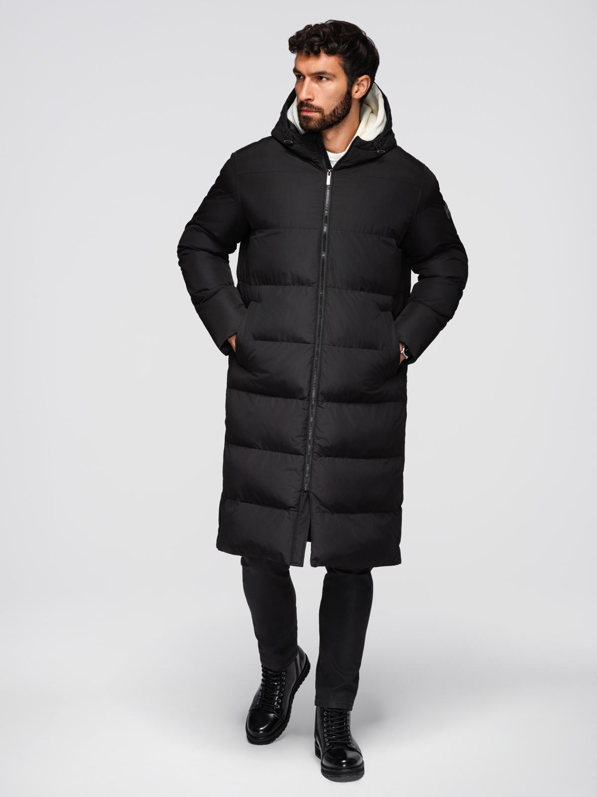 Ombre Clothing meeste pikk tepitud talvejope kapuutsiga - Image 4