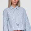 Ombre Clothing lühike triibuline naiste triiksärk lipsupaelaga - Thumbnail Image 6