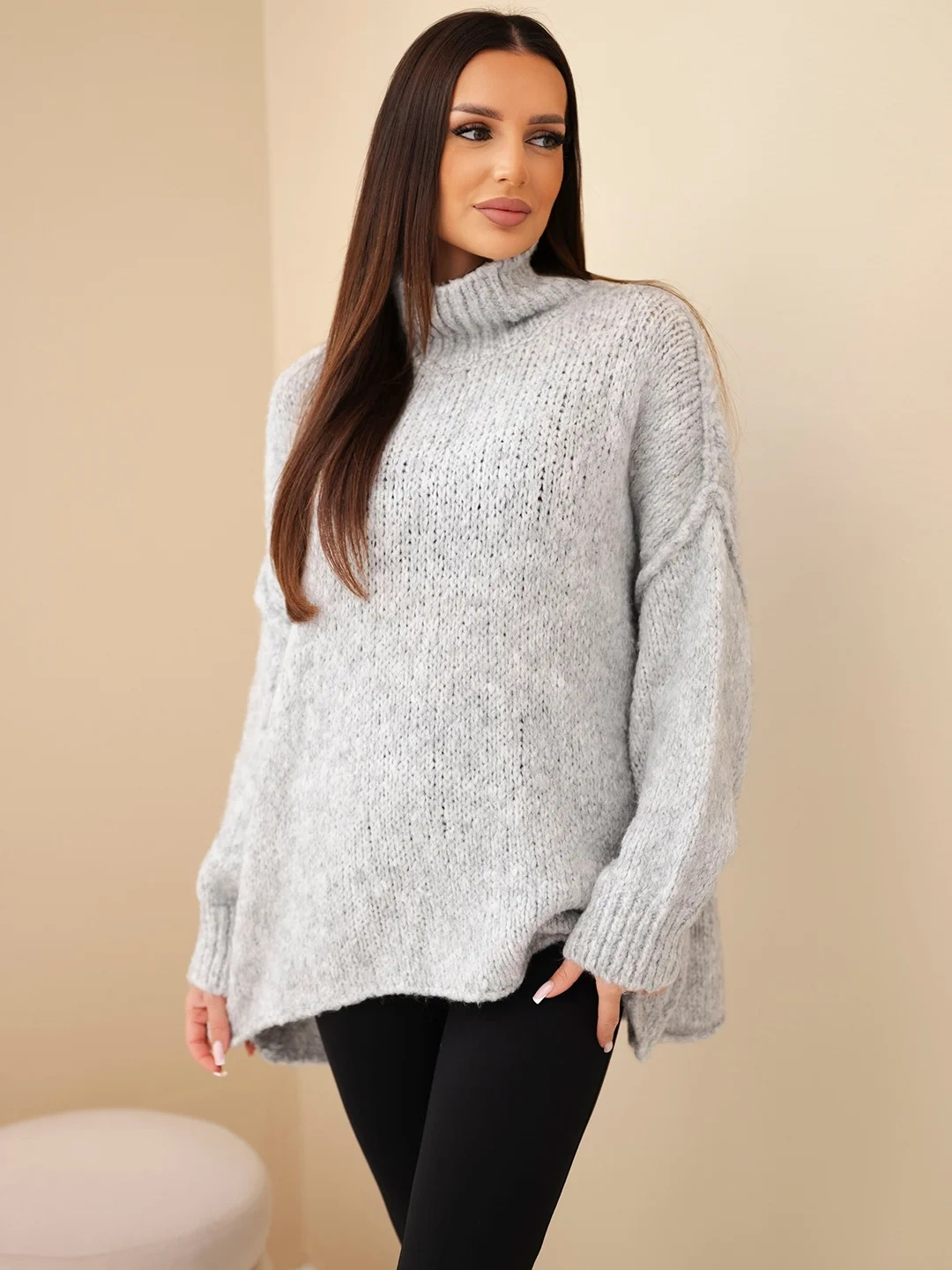 Kesi naiste oversized-kampsun villaseguga ja püstkraega - Image 10