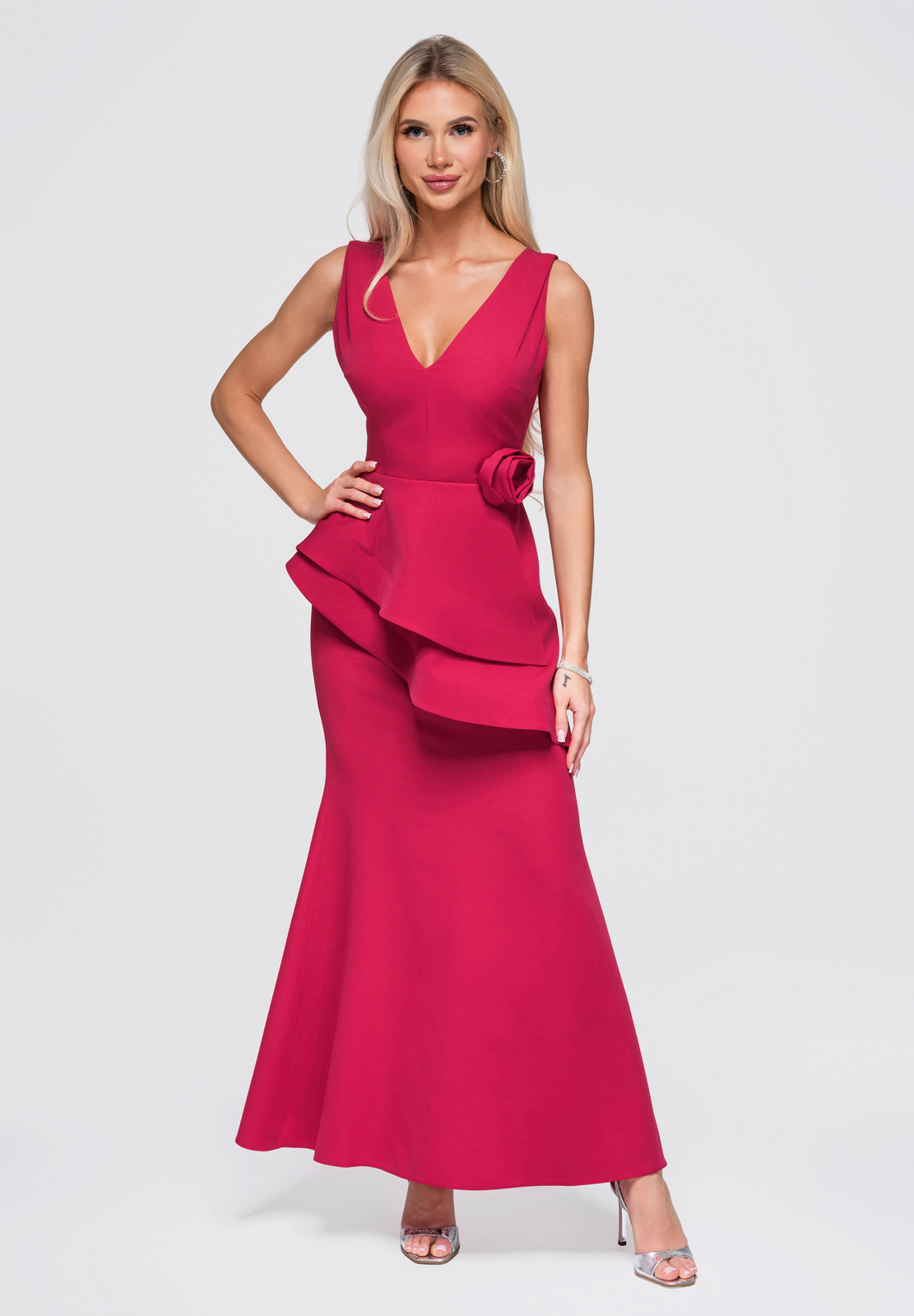 Larica naiste maani ulatuv peplum-detailiga maksikleit - Image 1