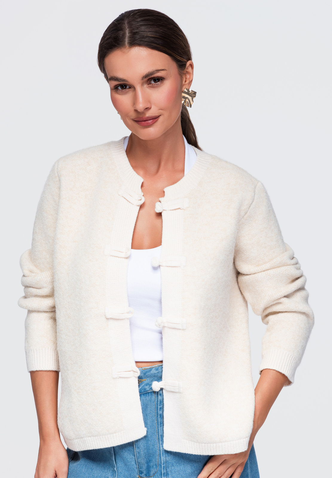 Ombre Clothing naiste nööpkinnisega kootud kampsun - Image 5