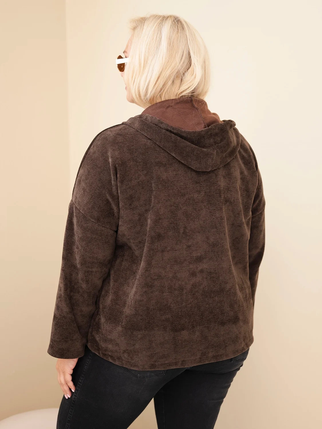 Naiste sametine lukuga kapuutsiga pusa Kesi Plus Size - Image 3