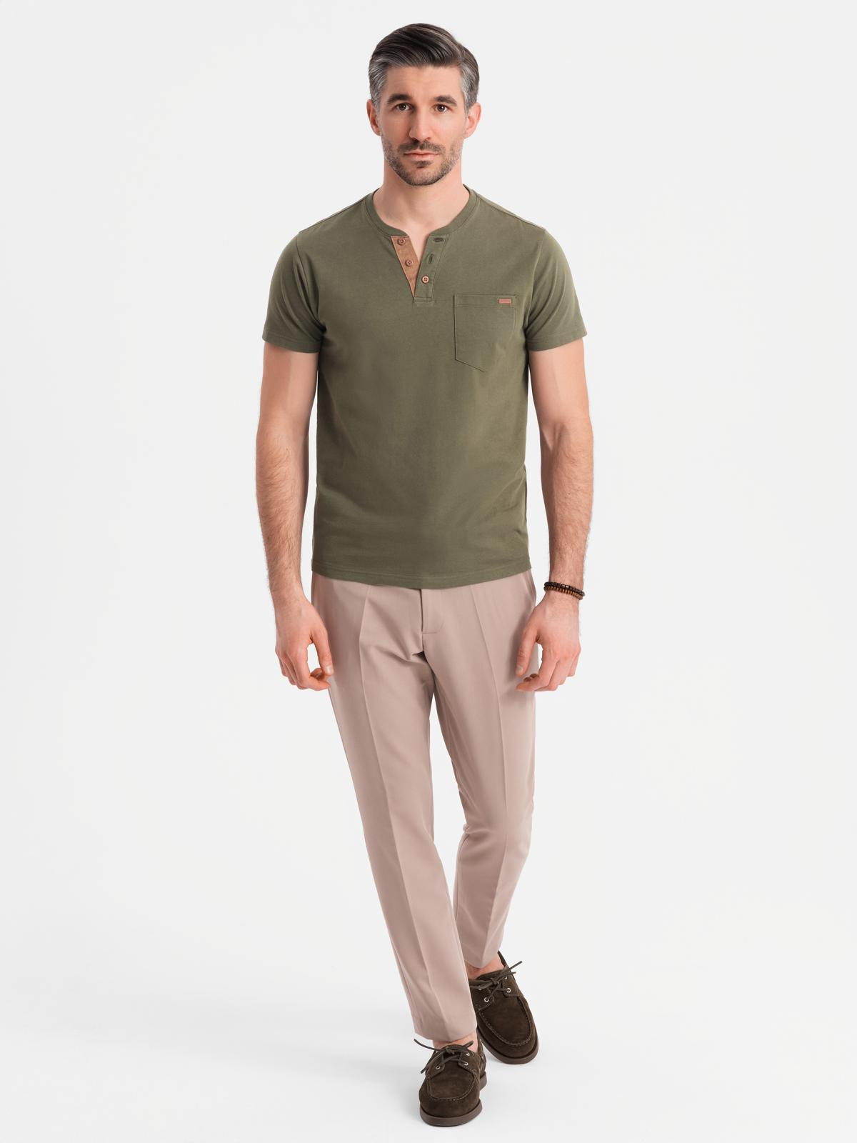 Meeste puuvillane Henley T-särk rinnataskuga Ombre Clothing - Image 10