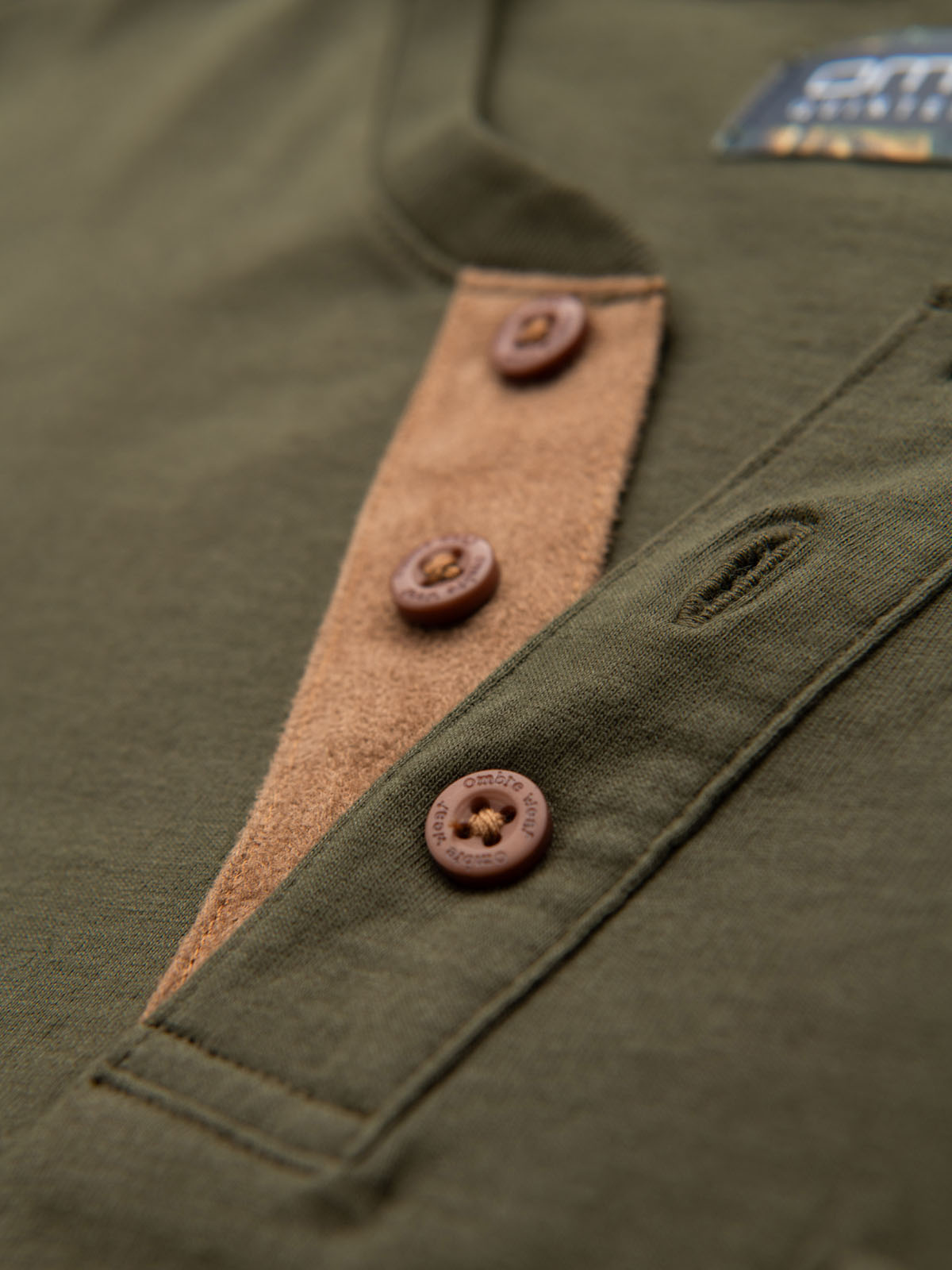 Meeste puuvillane Henley T-särk rinnataskuga Ombre Clothing - Image 14