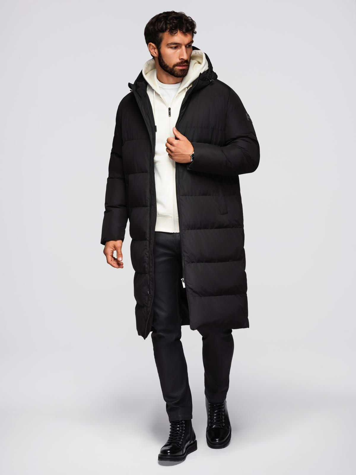 Ombre Clothing meeste pikk tepitud talvejope kapuutsiga - Image 1