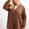 Naiste oversized kapuutsiga dressipluus V-kaelusega - Thumbnail Image 1