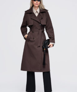 Naiste kaherealine trenchcoat vööga Ombre Clothing