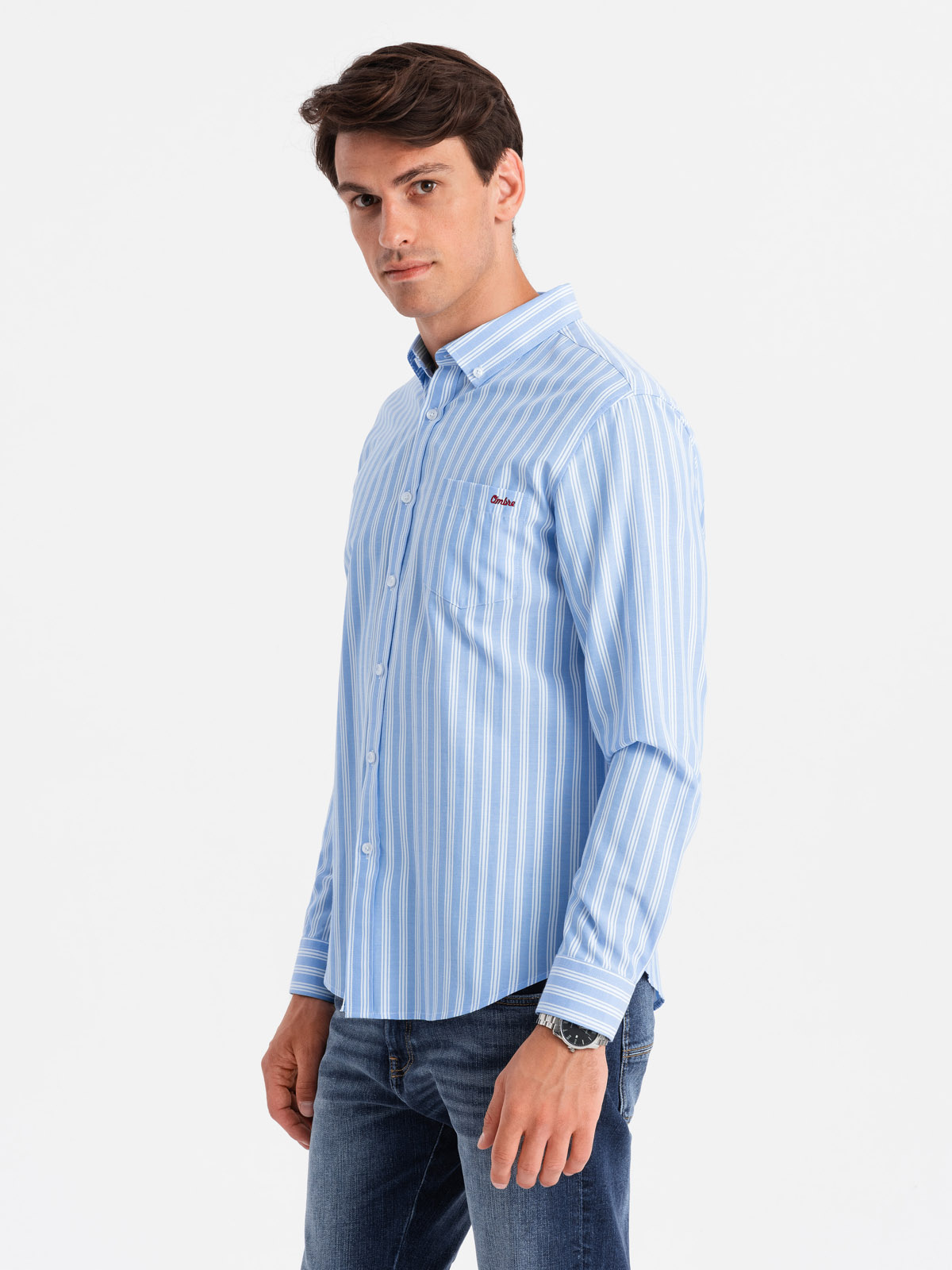 Meeste triibuline pikkade käistega triiksärk Ombre Clothing - Image 11
