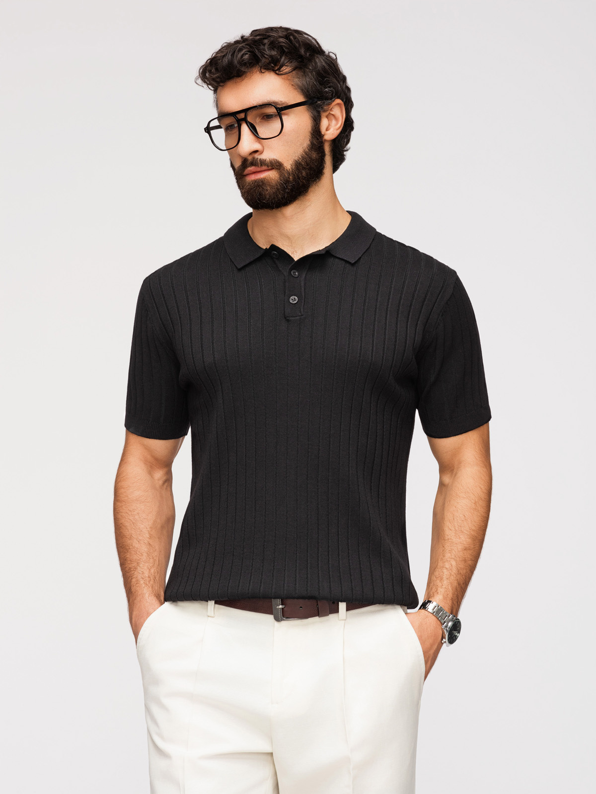 Meeste vertikaalse soonikkoega polosärk Ombre Clothing - Image 4