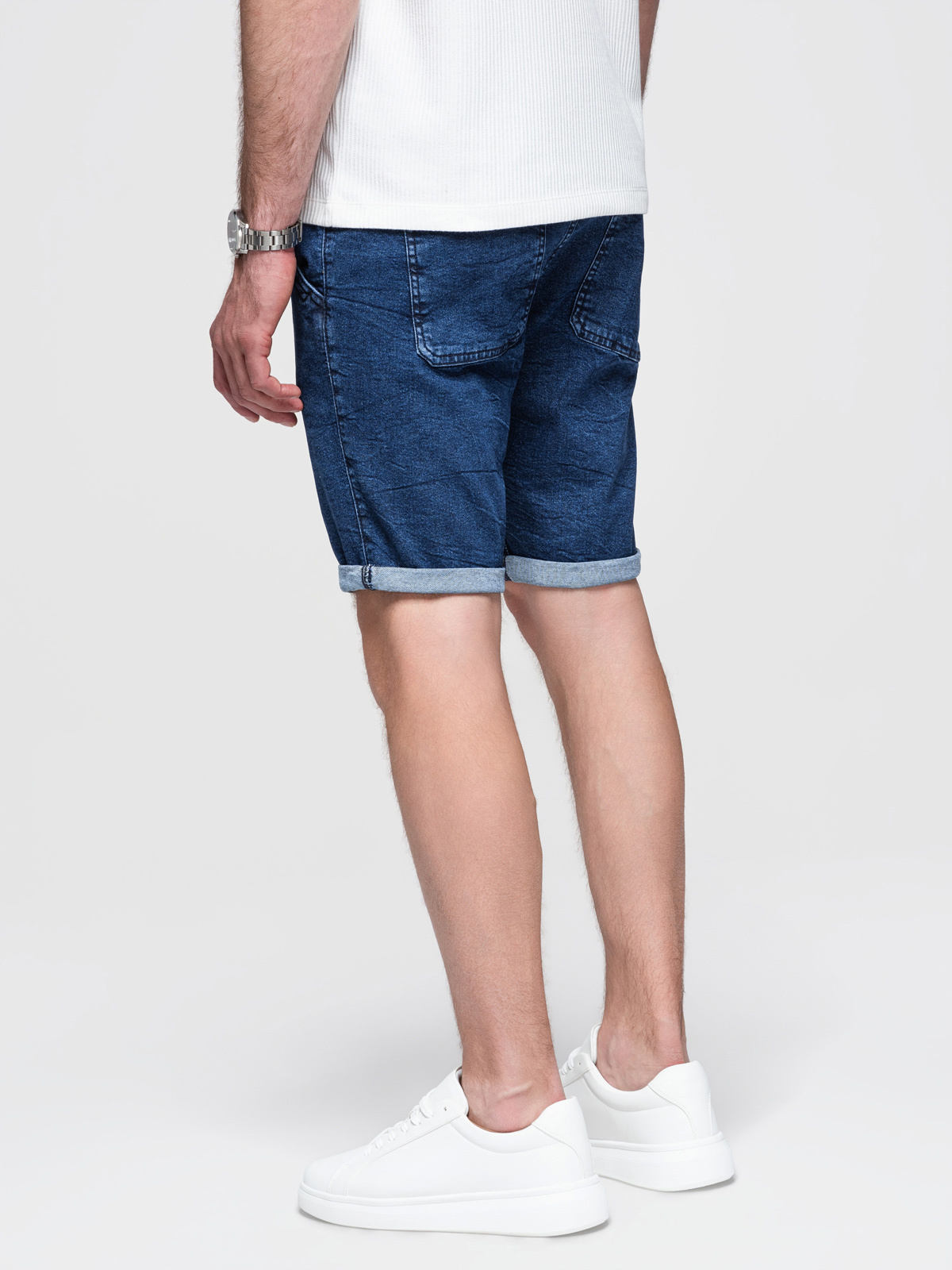 Ombre Clothing meeste teksalühikesed püksid nöörvööga - Image 15