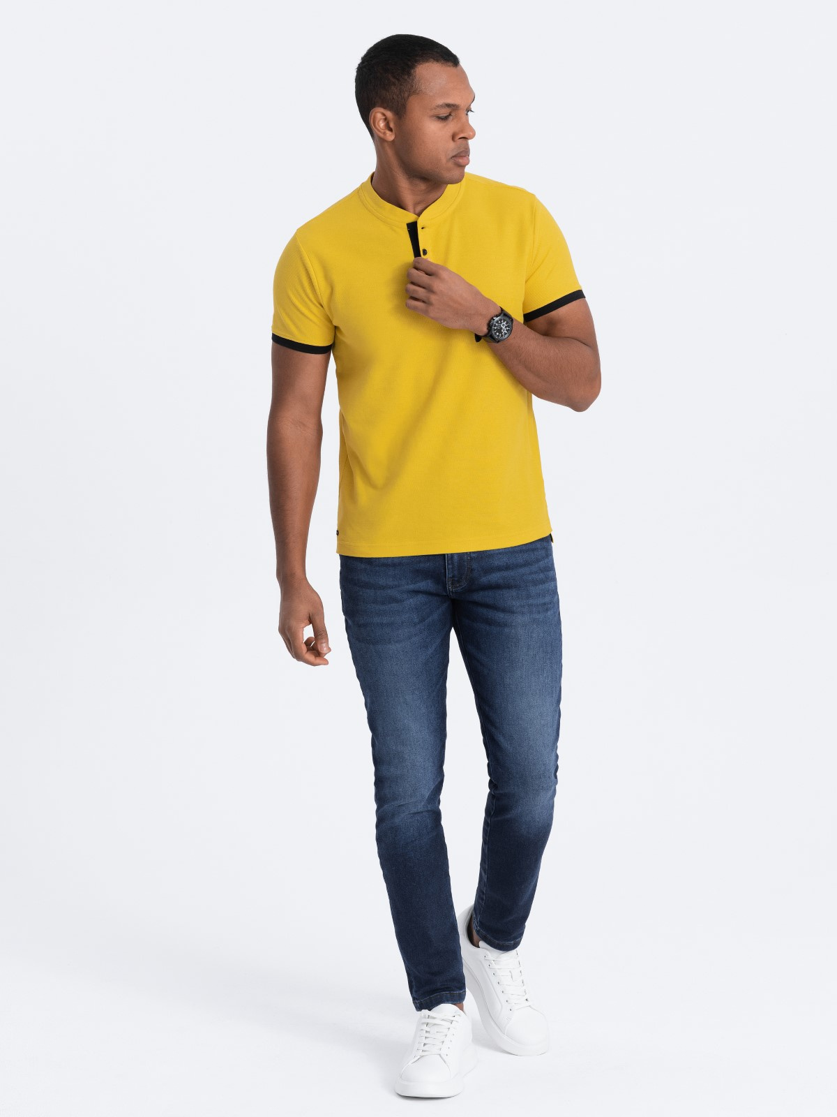 Meeste püstkrae ja nööpidega polosärk Ombre Clothing - Image 122