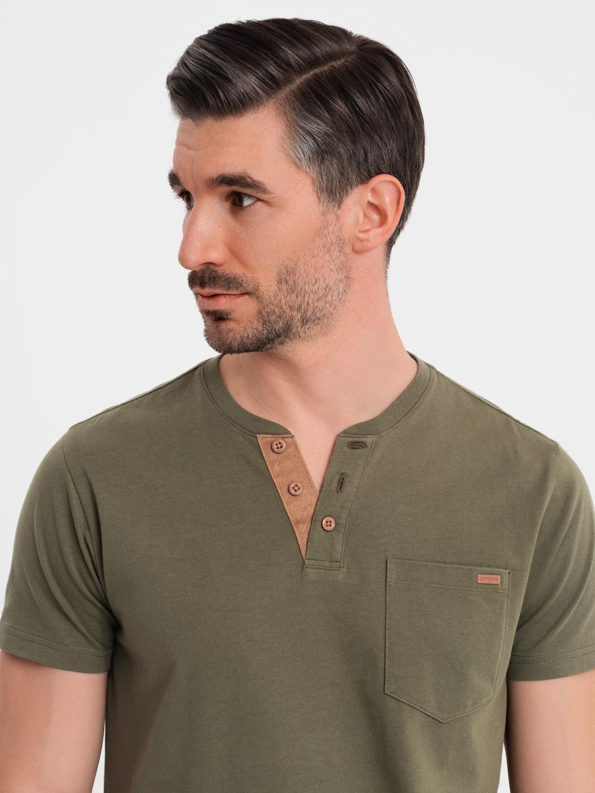 Meeste puuvillane Henley T-särk rinnataskuga Ombre Clothing - Image 11