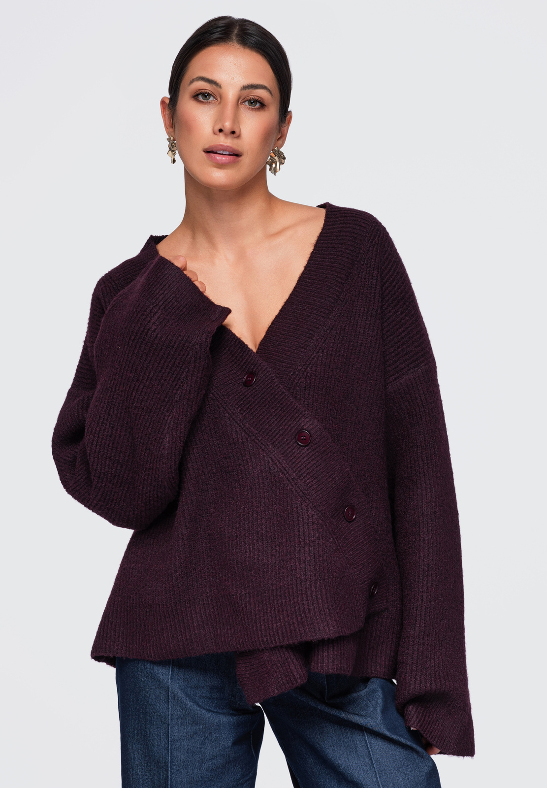 Ombre Clothing naiste asümmeetriline nööpidega kampsun - Image 1