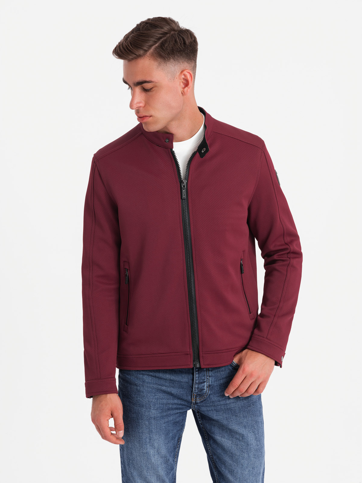 Meeste püstkraega biker-stiilis jope Ombre Clothing - Image 3