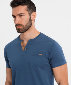 Meeste puuvillane Henley T-särk rinnataskuga Ombre Clothing