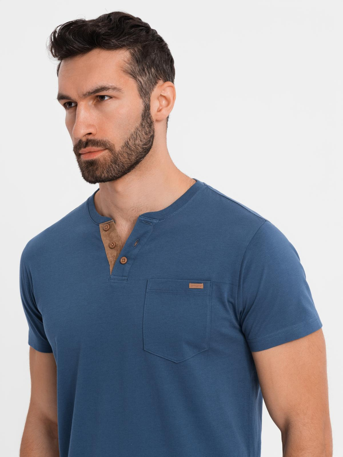 Meeste puuvillane Henley T-särk rinnataskuga Ombre Clothing - Image 1