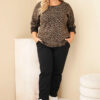 Naiste leopardimustriga pikendatud seljaosaga pluus Plus Size - Thumbnail Image 6
