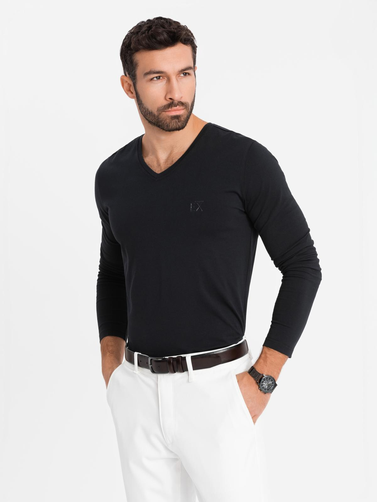 Meeste pikkade käistega V-kaelusega särk Ombre Clothing - Image 3