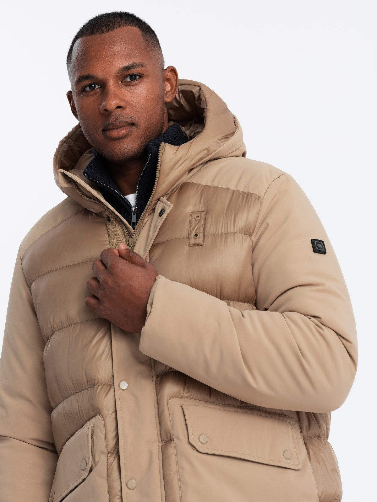 Meeste pikem tepitud talvejope kapuutsiga Ombre Clothing - Image 8
