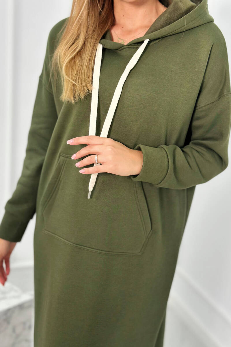 Pikk kapuutsi ja kängurutaskuga dresskleit - Image 21