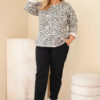 Naiste leopardimustriga pikendatud seljaosaga pluus Plus Size - Thumbnail Image 10