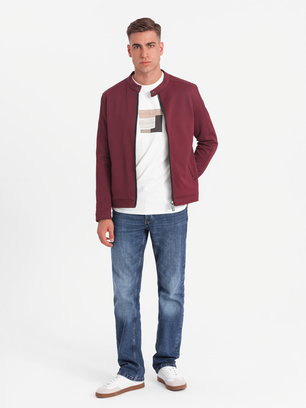 Meeste püstkraega biker-stiilis jope Ombre Clothing - Image 6
