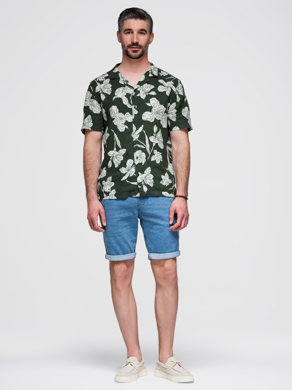 Ombre Clothing meeste teksalühikesed püksid nöörvööga - Image 3