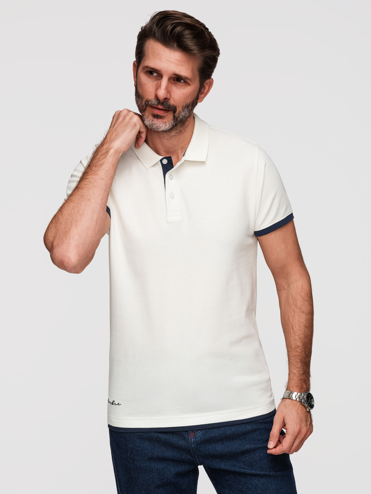 Ombre Clothing meeste puuvillane polosärk kontrastsete detailidega - Image 1
