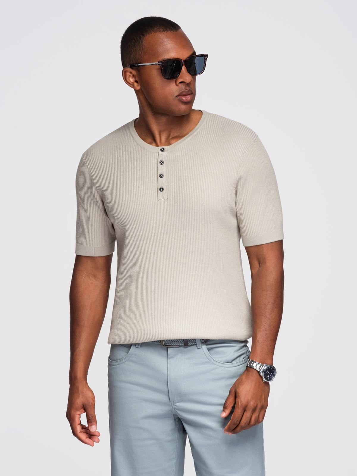 Meeste nööbitava kaelusega lühikeste varrukatega särk Ombre Clothing - Image 9