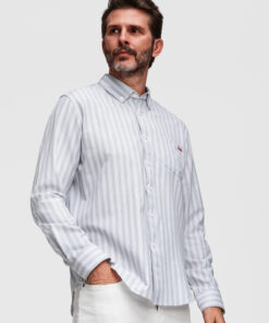 Meeste triibuline pikkade käistega triiksärk Ombre Clothing